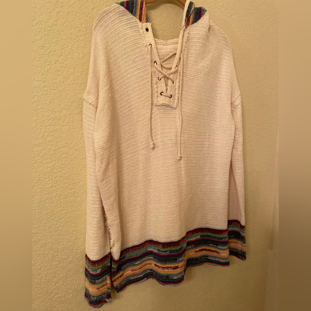 Free People Striped Sweater Hoodie Festival By We The Free Size M Boho Coverup
